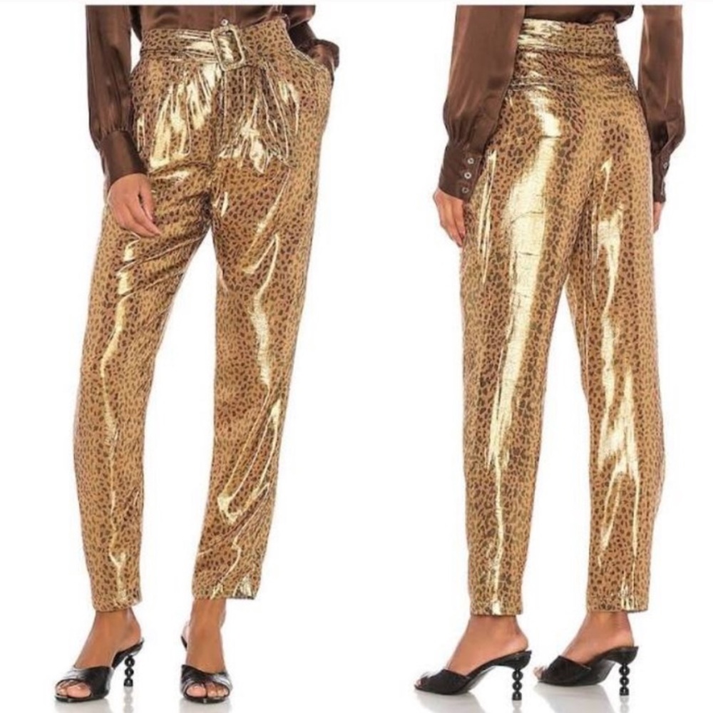 L’Academie The Lara Pant Metallic Leopard Print M